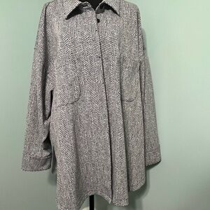 Athleta Black and White Textured Shirt Jacket Button-Up